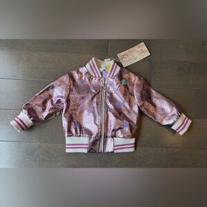 NWT!! BabySara Metallic Pink Star Bomber Jacket